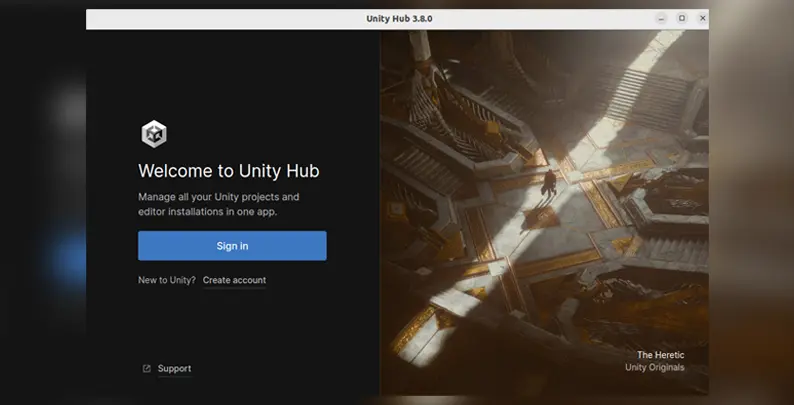 Unity Hub - Sign Up Page Image