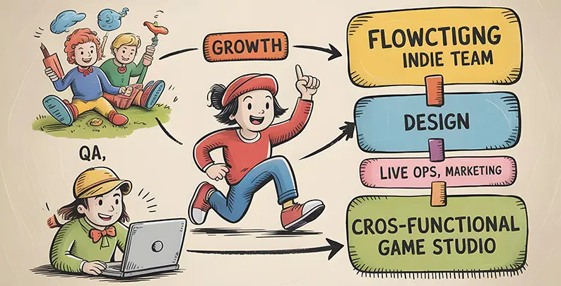 Game development team structure growth
