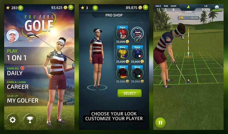Pro Feel Golf screens