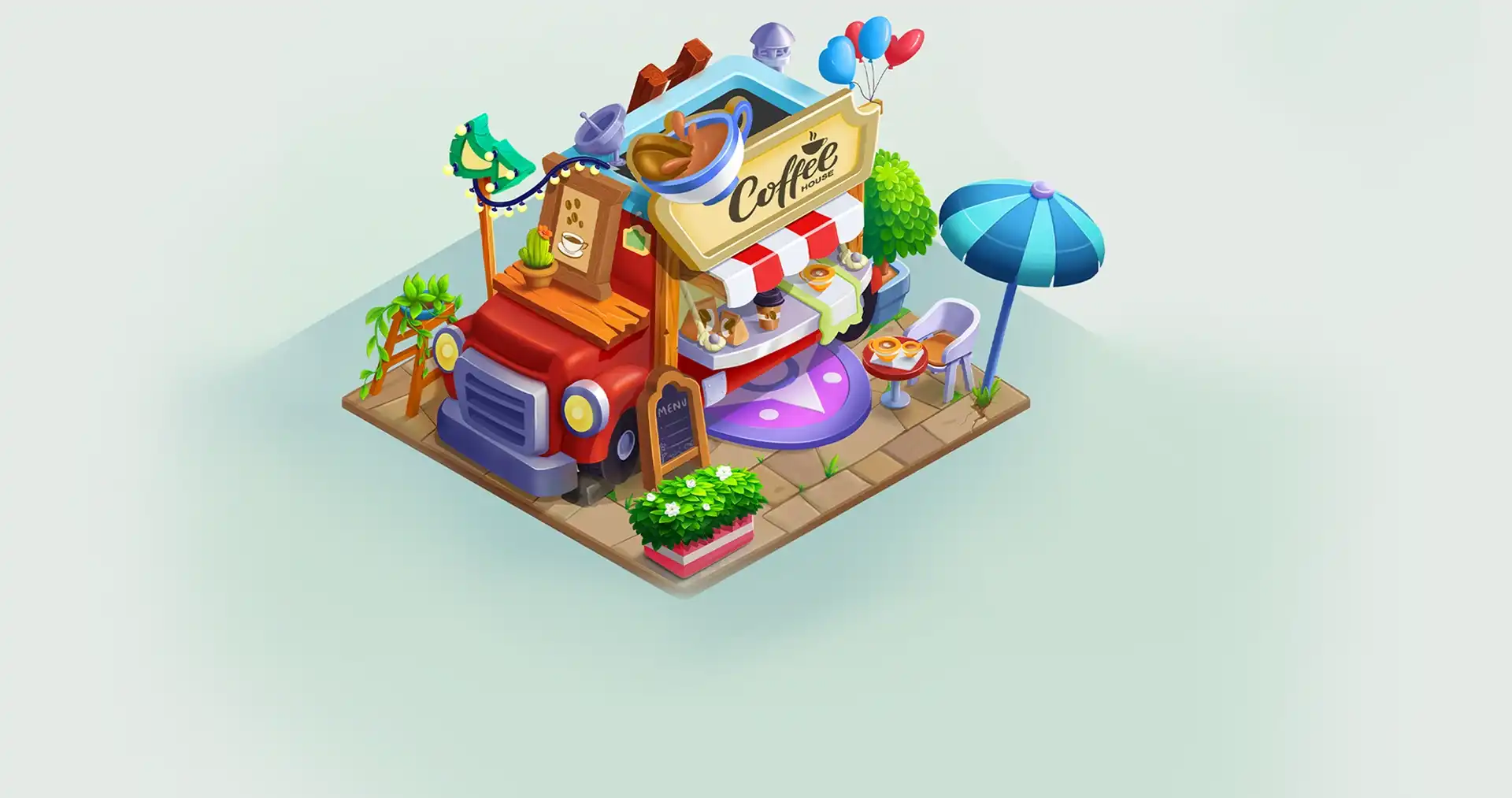 Isometric Beach side Shacks and Cafe_11zon